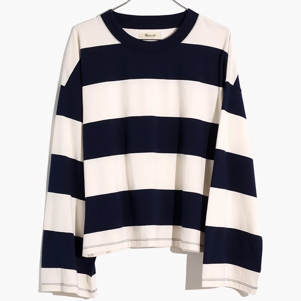 Madewell Crop Long-Sleeve Striped Tee
